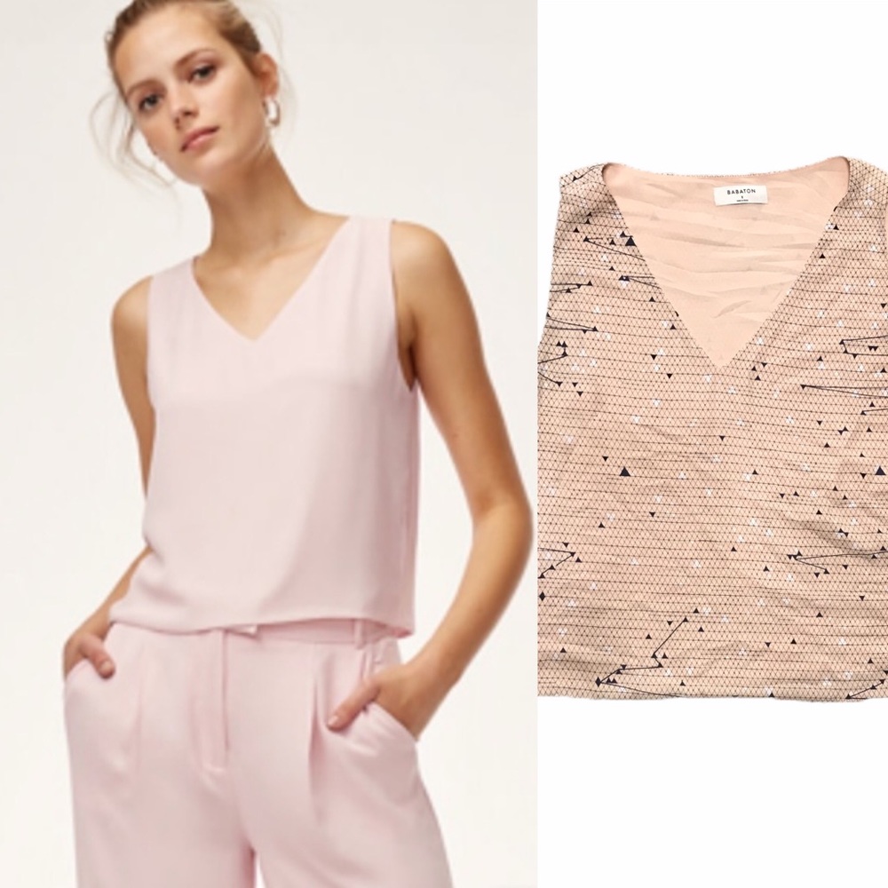 Aritzia Blush Pink V-Neck Tank Top